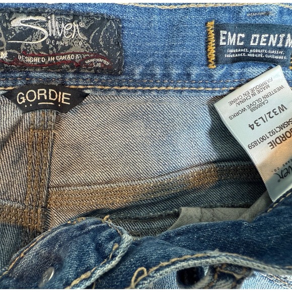 Silver Jeans Co Gordie Straight Leg Light Wash 32x34 Thick Stitch Y2K Distressed - Picture 3 of 3